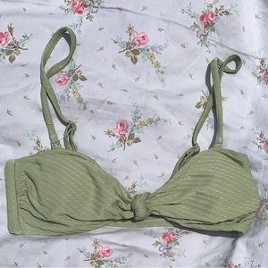 CUPSHE olive green textured tied swim top